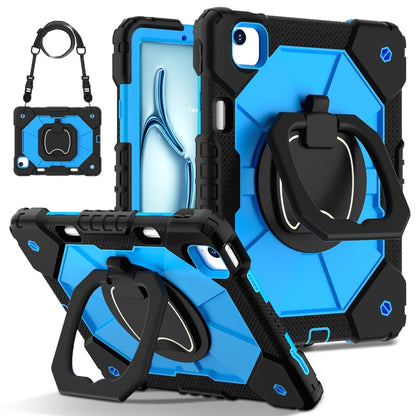 For iPad Air 11 2025 / 2024 Contrast Color Robot Silicone Hybrid PC Tablet Case(Black Blue) by buy2fix