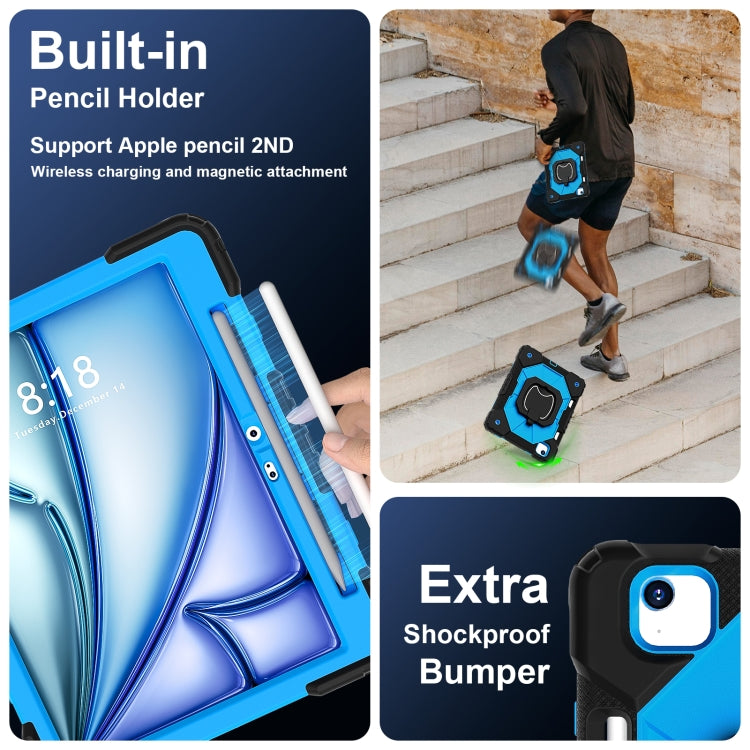 For iPad Air 11 2025 / 2024 Contrast Color Robot Silicone Hybrid PC Tablet Case(Black Blue) by buy2fix