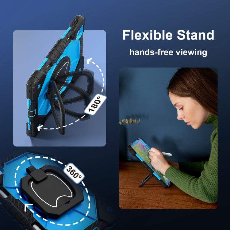 For iPad Air 11 2025 / 2024 Contrast Color Robot Silicone Hybrid PC Tablet Case(Black Blue) by buy2fix