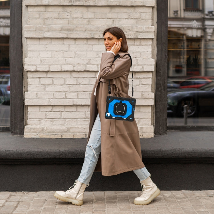 For iPad Air 11 2025 / 2024 Contrast Color Robot Silicone Hybrid PC Tablet Case(Black Blue) by buy2fix