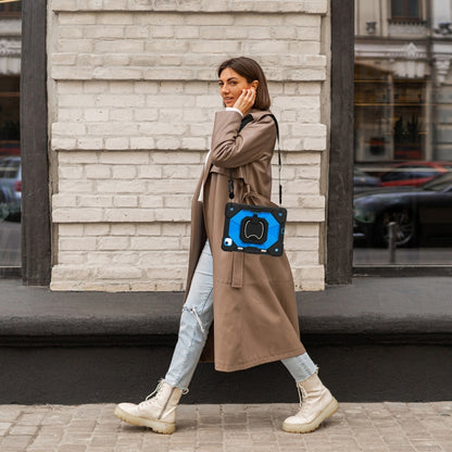 For iPad Air 11 2025 / 2024 Contrast Color Robot Silicone Hybrid PC Tablet Case(Black Blue) by buy2fix