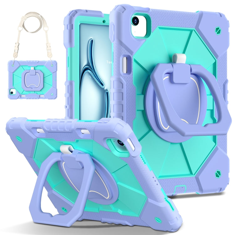 For iPad Air 11 2024 Contrast Color Robot Silicone Hybrid PC Tablet Case(Purple Mint Green) - iPad Air 11 2024 Cases by buy2fix | Online Shopping UK | buy2fix