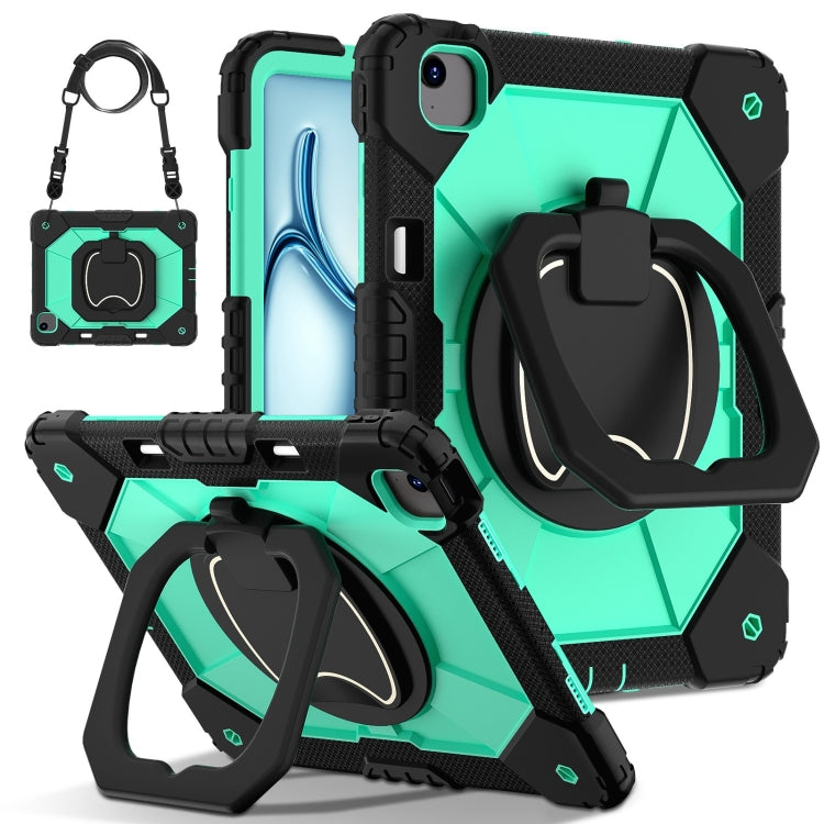 For iPad Air 13 2024 Contrast Color Robot Silicone Hybrid PC Tablet Case(Black Mint Green) - iPad Air 13 2024 Cases by buy2fix | Online Shopping UK | buy2fix