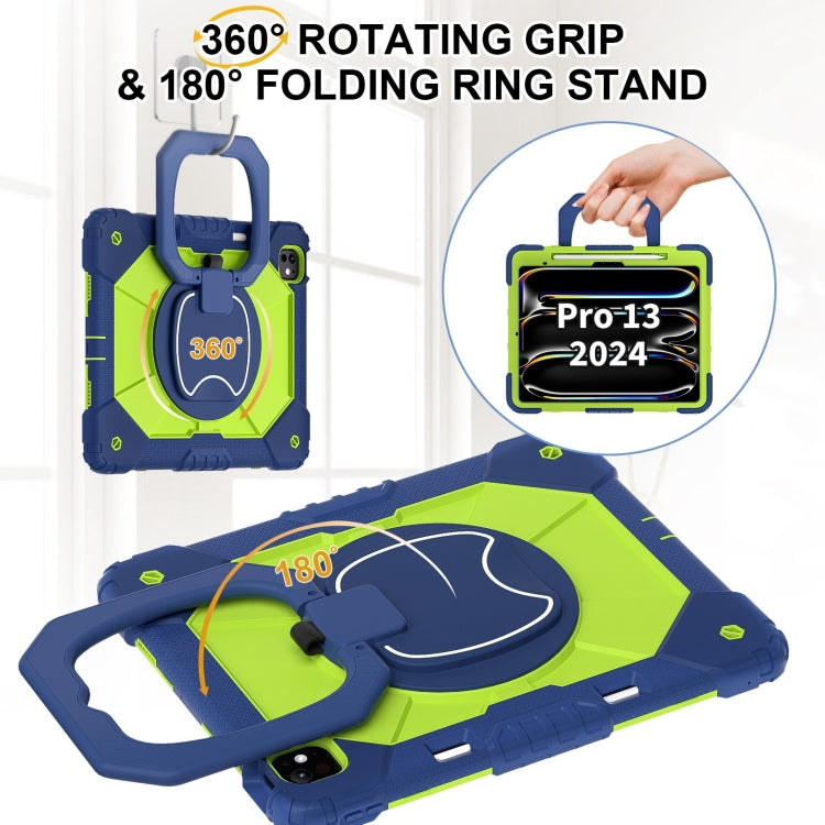 For iPad Pro 13 2025 / 2024 Contrast Color Robot Silicone Hybrid PC Tablet Case(Navy Yellow Green) by buy2fix