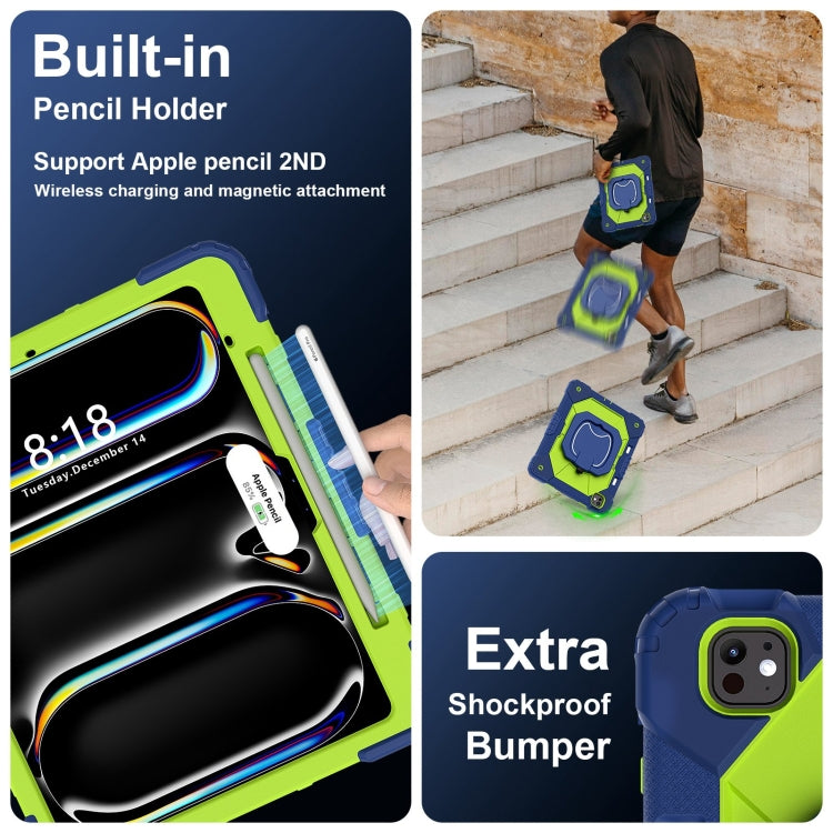 For iPad Pro 13 2025 / 2024 Contrast Color Robot Silicone Hybrid PC Tablet Case(Navy Yellow Green) by buy2fix