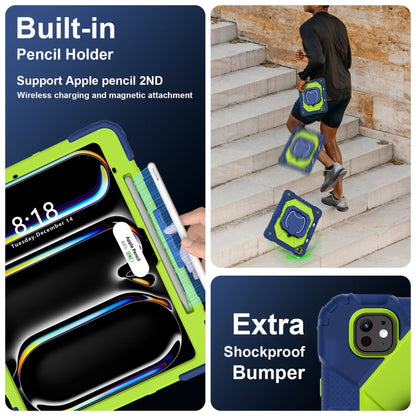 For iPad Pro 13 2025 / 2024 Contrast Color Robot Silicone Hybrid PC Tablet Case(Navy Yellow Green) by buy2fix