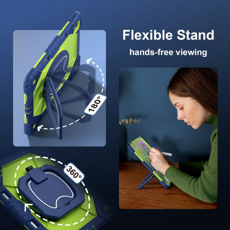 For iPad Pro 13 2025 / 2024 Contrast Color Robot Silicone Hybrid PC Tablet Case(Navy Yellow Green) by buy2fix