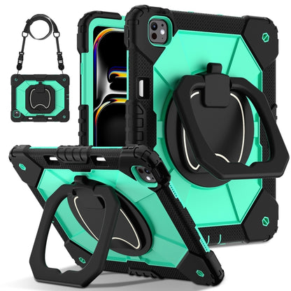 For iPad Pro 13 2024 Contrast Color Robot Silicone Hybrid PC Tablet Case(Black Mint Green) - iPad Pro 13 2024 Cases by buy2fix | Online Shopping UK | buy2fix