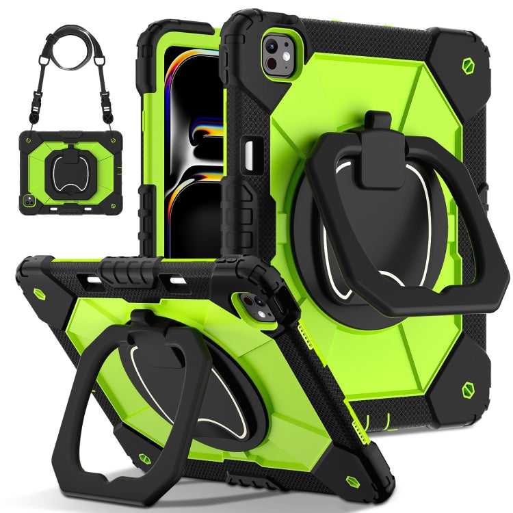 For iPad Pro 13 2024 Contrast Color Robot Silicone Hybrid PC Tablet Case(Black Yellow Green) - iPad Pro 13 2024 Cases by buy2fix | Online Shopping UK | buy2fix