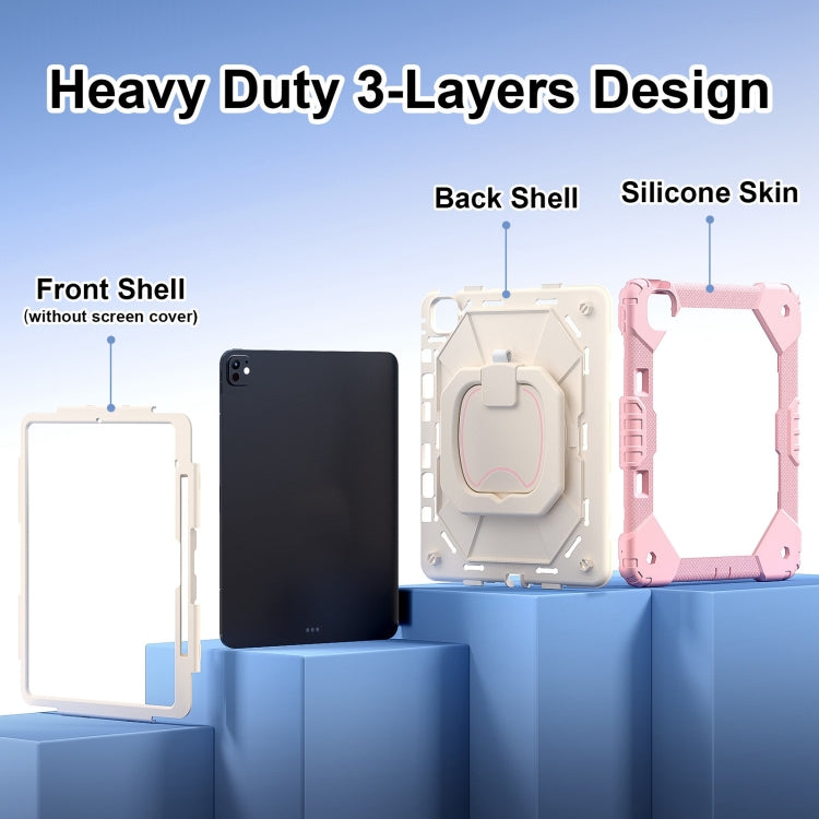 For iPad Pro 13 2025 / 2024 Contrast Color Robot Silicone Hybrid PC Tablet Case(Rose Gold Beige) by buy2fix