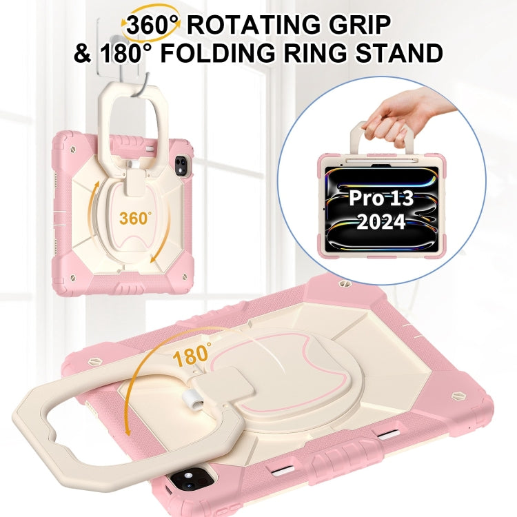 For iPad Pro 13 2025 / 2024 Contrast Color Robot Silicone Hybrid PC Tablet Case(Rose Gold Beige) by buy2fix