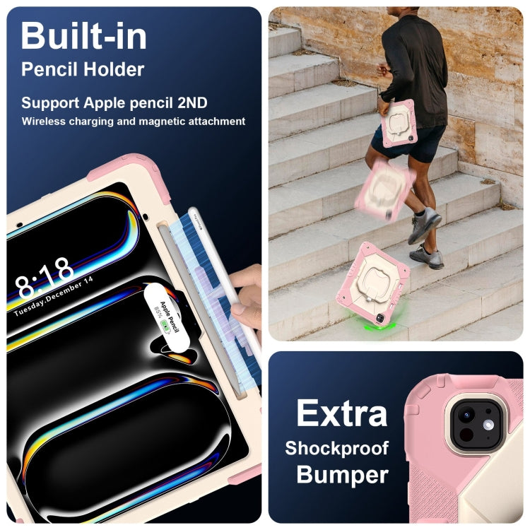 For iPad Pro 13 2025 / 2024 Contrast Color Robot Silicone Hybrid PC Tablet Case(Rose Gold Beige) by buy2fix