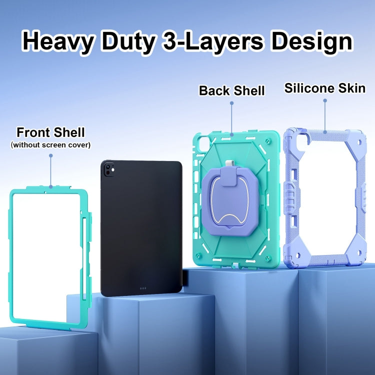 For iPad Pro 13 2025 / 2024 Contrast Color Robot Silicone Hybrid PC Tablet Case(Purple Mint Green) by buy2fix