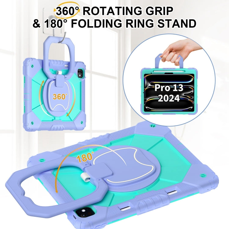 For iPad Pro 13 2025 / 2024 Contrast Color Robot Silicone Hybrid PC Tablet Case(Purple Mint Green) by buy2fix
