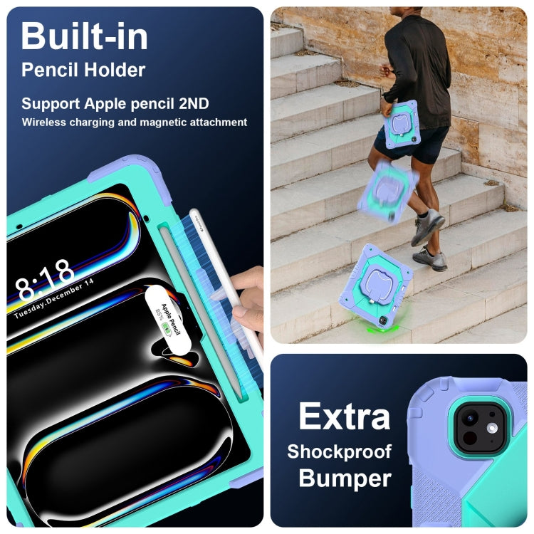 For iPad Pro 13 2025 / 2024 Contrast Color Robot Silicone Hybrid PC Tablet Case(Purple Mint Green) by buy2fix