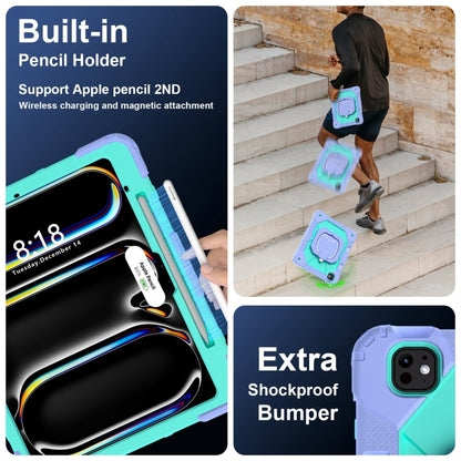 For iPad Pro 13 2025 / 2024 Contrast Color Robot Silicone Hybrid PC Tablet Case(Purple Mint Green) by buy2fix
