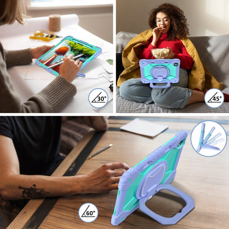 For iPad Pro 13 2025 / 2024 Contrast Color Robot Silicone Hybrid PC Tablet Case(Purple Mint Green) by buy2fix