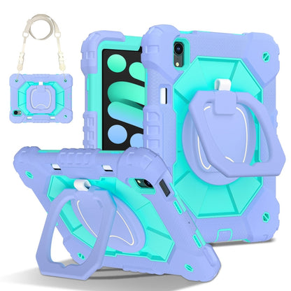 For iPad mini 2024 / mini 6 Contrast Color Robot Silicone Hybrid PC Tablet Case(Purple Mint Green) - iPad mini 2024 Cases by buy2fix | Online Shopping UK | buy2fix