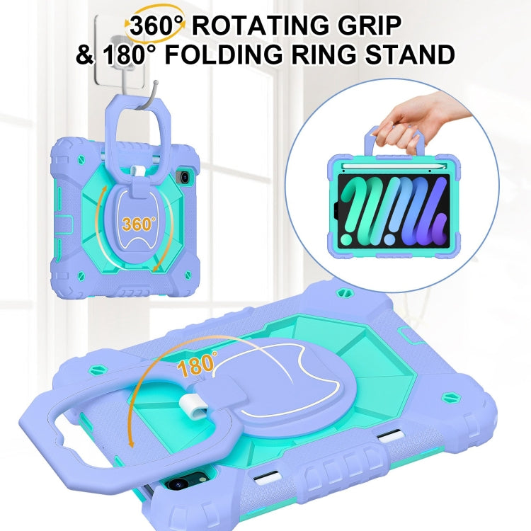 For iPad mini 2024 / mini 6 Contrast Color Robot Silicone Hybrid PC Tablet Case(Purple Mint Green) - iPad mini 2024 Cases by buy2fix | Online Shopping UK | buy2fix