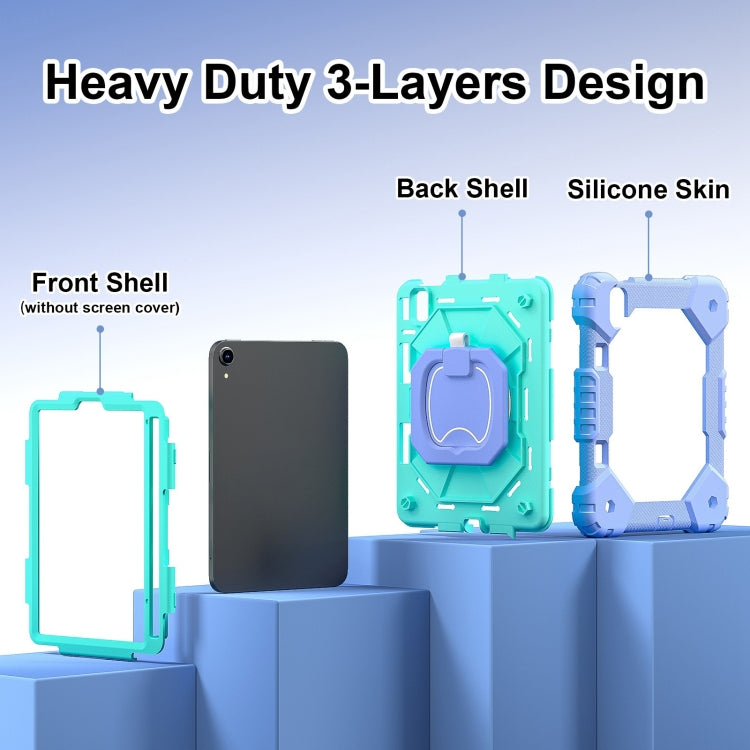 For iPad mini 2024 / mini 6 Contrast Color Robot Silicone Hybrid PC Tablet Case(Purple Mint Green) - iPad mini 2024 Cases by buy2fix | Online Shopping UK | buy2fix