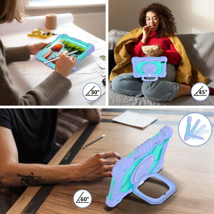 For iPad mini 2024 / mini 6 Contrast Color Robot Silicone Hybrid PC Tablet Case(Purple Mint Green) - iPad mini 2024 Cases by buy2fix | Online Shopping UK | buy2fix