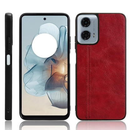 For Motorola Moto G Power 5G 2024 Cow Pattern Sewing Back Cover Phone Case(Red) - Motorola Cases by buy2fix | Online Shopping UK | buy2fix