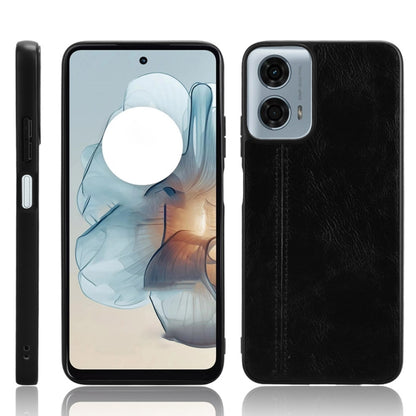 For Motorola Moto G 5G 2024 / G Play 5G 2024 Cow Pattern Sewing Back Cover Phone Case(Black) - Motorola Cases by buy2fix | Online Shopping UK | buy2fix