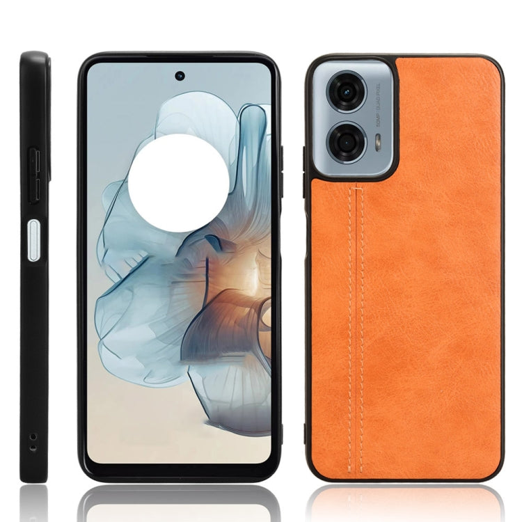 For Motorola Moto G 5G 2024 / G Play 5G 2024 Cow Pattern Sewing Back Cover Phone Case(Orange) - Motorola Cases by buy2fix | Online Shopping UK | buy2fix