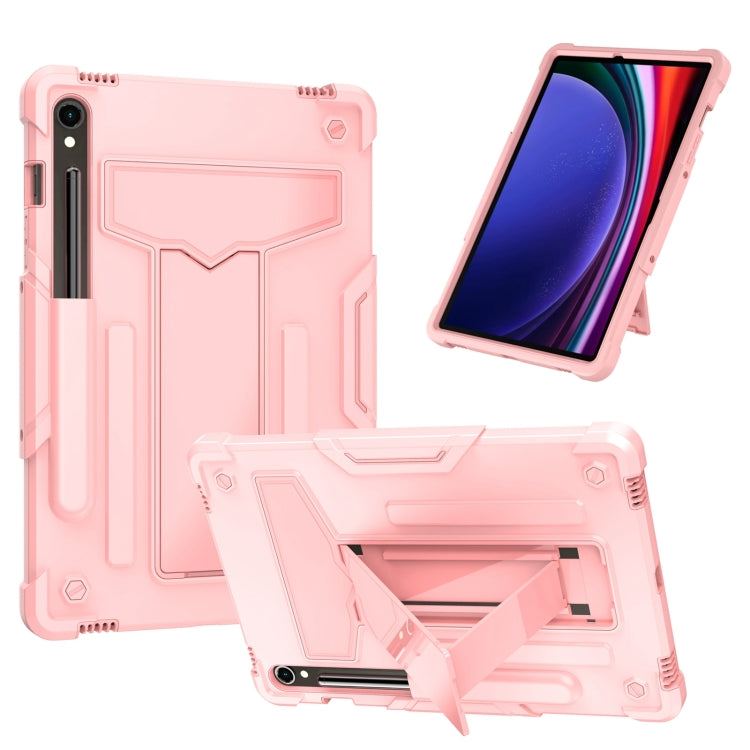 For Samsung Galaxy Tab S9 FE / S9 T Holder Robot Silicone Hybrid PC Tablet Case(Rose Gold) - Galaxy Tab S9 Cases by buy2fix | Online Shopping UK | buy2fix