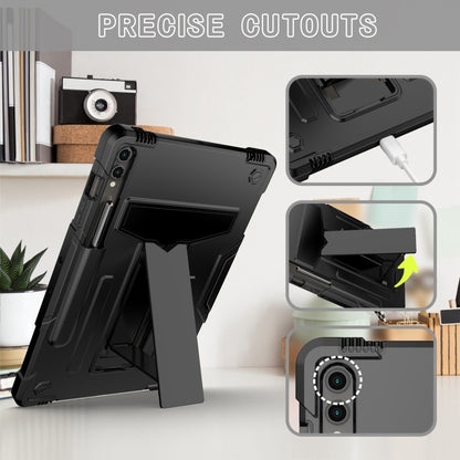 For Samsung Galaxy Tab S9 FE+ / S9+ T Holder Robot Silicone Hybrid PC Tablet Case(Black) - Galaxy Tab S9+ Cases by buy2fix | Online Shopping UK | buy2fix