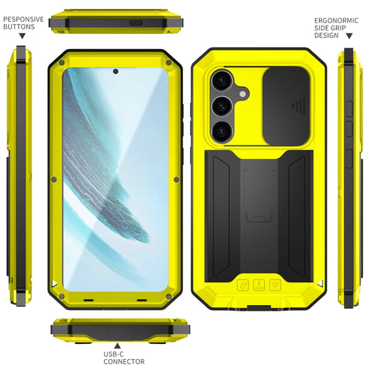 For Samsung Galaxy S24+ 5G R-JUST Sliding Camera Life Waterproof Holder Phone Case(Yellow) by R-JUST