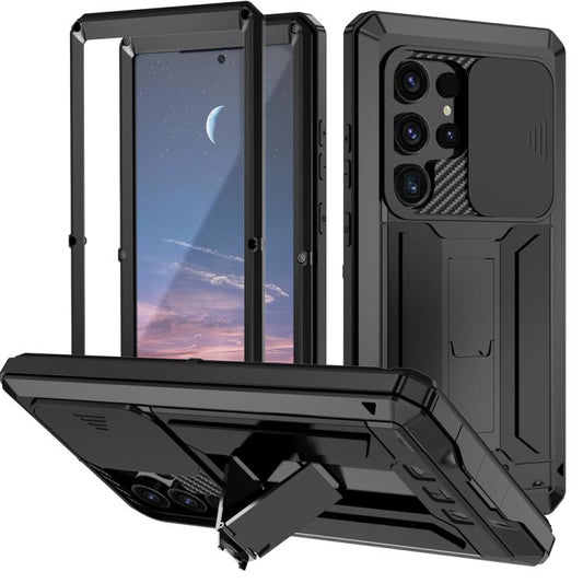 For Samsung Galaxy S25 Ultra 5G R-JUST Sliding Camera Life Waterproof Holder Phone Case(Black) - Galaxy S25 Ultra 5G Cases by R-JUST | Online Shopping UK | buy2fix