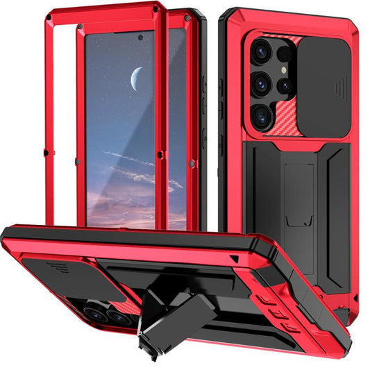 For Samsung Galaxy S25 Ultra 5G R-JUST Sliding Camera Life Waterproof Holder Phone Case(Red) - Galaxy S25 Ultra 5G Cases by R-JUST | Online Shopping UK | buy2fix