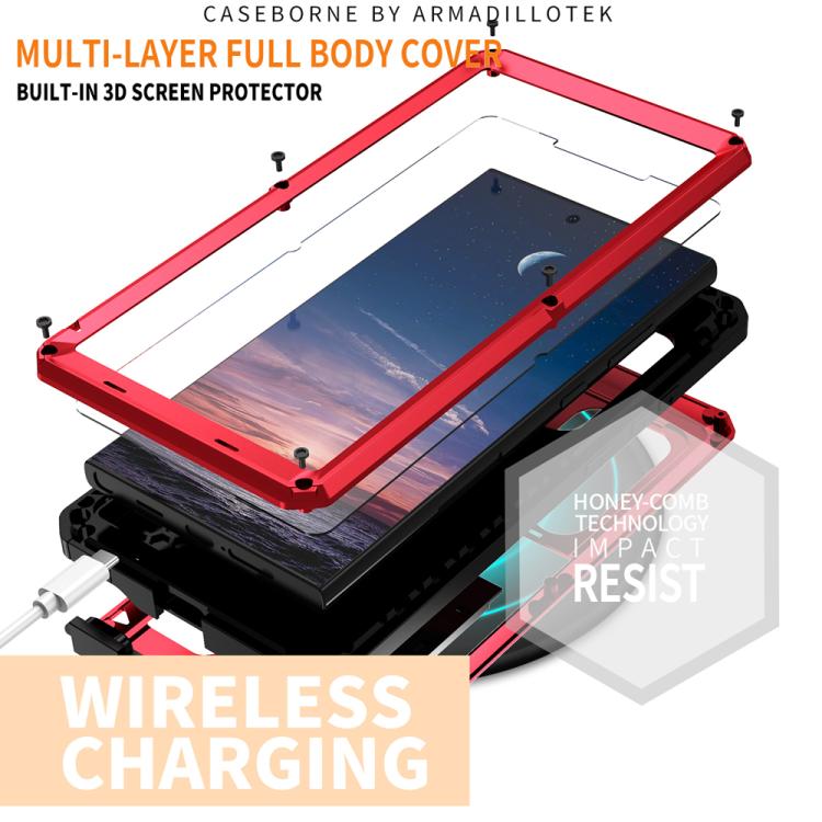 For Samsung Galaxy S25 Ultra 5G R-JUST Sliding Camera Life Waterproof Holder Phone Case(Red) - Galaxy S25 Ultra 5G Cases by R-JUST | Online Shopping UK | buy2fix