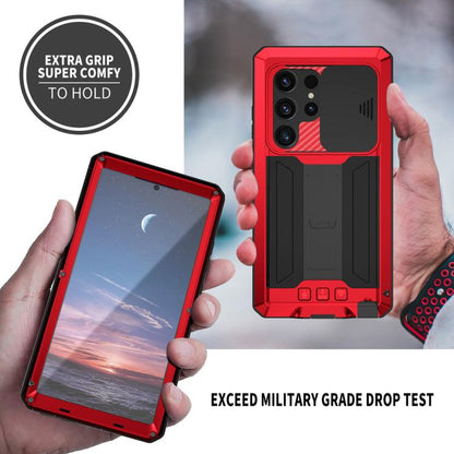 For Samsung Galaxy S25 Ultra 5G R-JUST Sliding Camera Life Waterproof Holder Phone Case(Red) - Galaxy S25 Ultra 5G Cases by R-JUST | Online Shopping UK | buy2fix