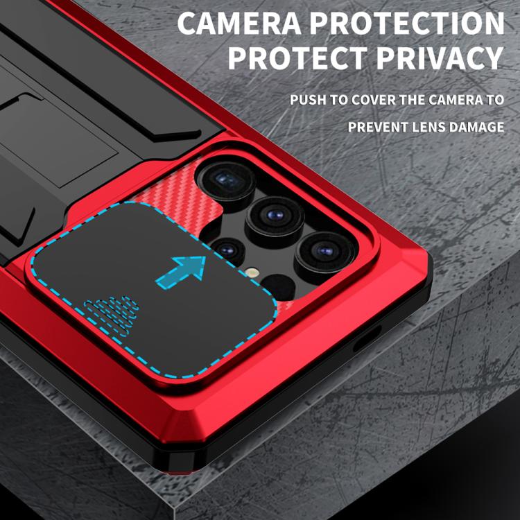 For Samsung Galaxy S25 Ultra 5G R-JUST Sliding Camera Life Waterproof Holder Phone Case(Red) - Galaxy S25 Ultra 5G Cases by R-JUST | Online Shopping UK | buy2fix