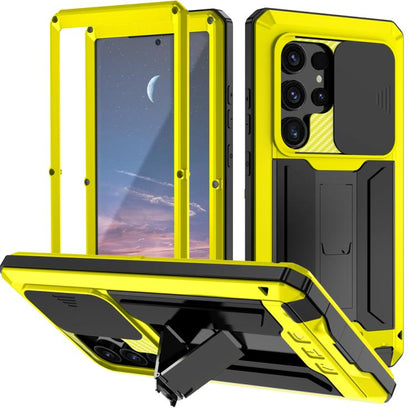 For Samsung Galaxy S25 Ultra 5G R-JUST Sliding Camera Life Waterproof Holder Phone Case(Yellow) - Galaxy S25 Ultra 5G Cases by R-JUST | Online Shopping UK | buy2fix
