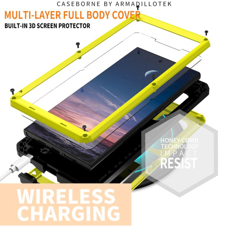 For Samsung Galaxy S25 Ultra 5G R-JUST Sliding Camera Life Waterproof Holder Phone Case(Yellow) - Galaxy S25 Ultra 5G Cases by R-JUST | Online Shopping UK | buy2fix