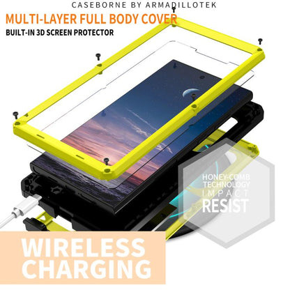 For Samsung Galaxy S25 Ultra 5G R-JUST Sliding Camera Life Waterproof Holder Phone Case(Yellow) - Galaxy S25 Ultra 5G Cases by R-JUST | Online Shopping UK | buy2fix