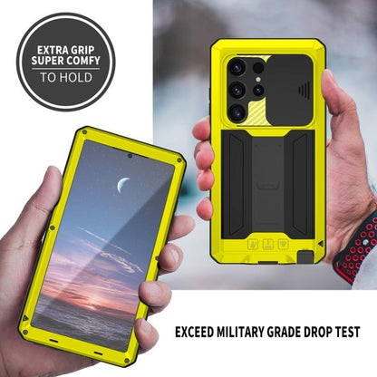 For Samsung Galaxy S25 Ultra 5G R-JUST Sliding Camera Life Waterproof Holder Phone Case(Yellow) - Galaxy S25 Ultra 5G Cases by R-JUST | Online Shopping UK | buy2fix