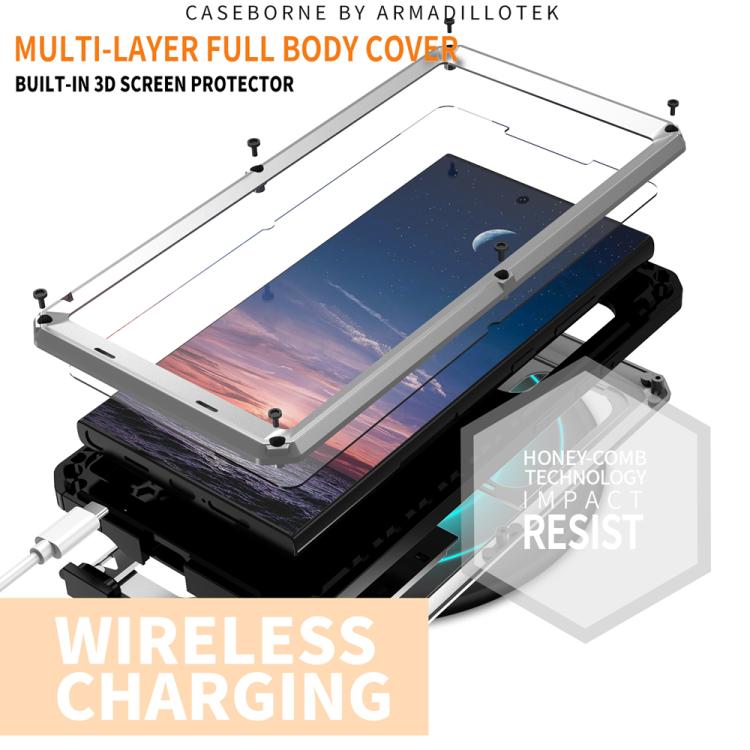 For Samsung Galaxy S25 Ultra 5G R-JUST Sliding Camera Life Waterproof Holder Phone Case(Silver) - Galaxy S25 Ultra 5G Cases by R-JUST | Online Shopping UK | buy2fix