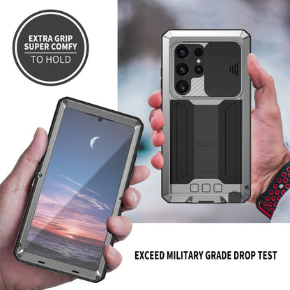 For Samsung Galaxy S25 Ultra 5G R-JUST Sliding Camera Life Waterproof Holder Phone Case(Silver) - Galaxy S25 Ultra 5G Cases by R-JUST | Online Shopping UK | buy2fix