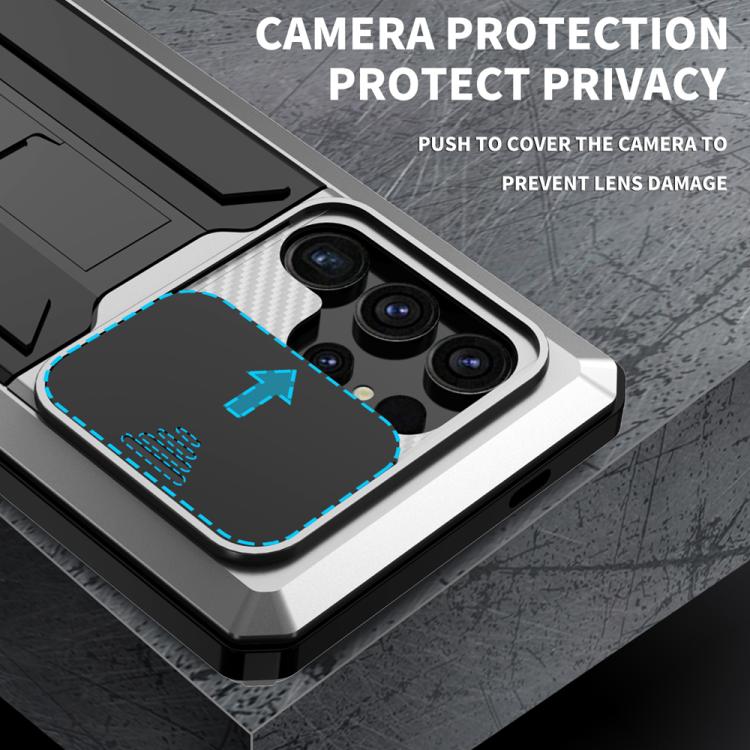 For Samsung Galaxy S25 Ultra 5G R-JUST Sliding Camera Life Waterproof Holder Phone Case(Silver) - Galaxy S25 Ultra 5G Cases by R-JUST | Online Shopping UK | buy2fix