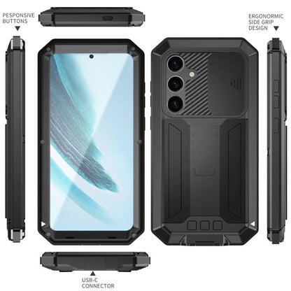 For Samsung Galaxy S25+ 5G R-JUST Sliding Camera Life Waterproof Holder Phone Case(Black) - Galaxy S25+ 5G Cases by R-JUST | Online Shopping UK | buy2fix