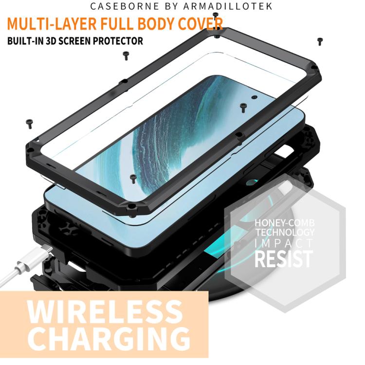 For Samsung Galaxy S25+ 5G R-JUST Sliding Camera Life Waterproof Holder Phone Case(Black) - Galaxy S25+ 5G Cases by R-JUST | Online Shopping UK | buy2fix