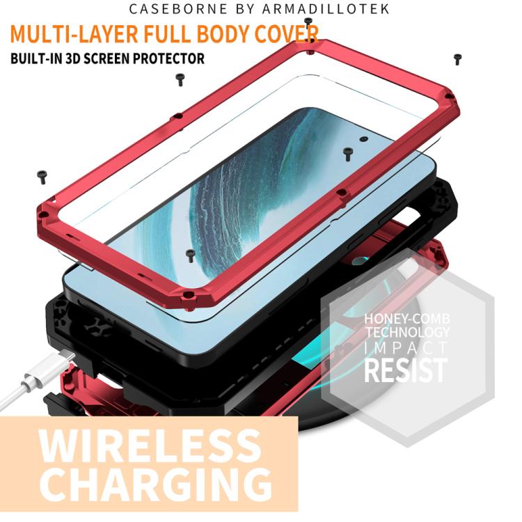 For Samsung Galaxy S25+ 5G R-JUST Sliding Camera Life Waterproof Holder Phone Case(Red) - Galaxy S25+ 5G Cases by R-JUST | Online Shopping UK | buy2fix