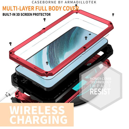 For Samsung Galaxy S25+ 5G R-JUST Sliding Camera Life Waterproof Holder Phone Case(Red) - Galaxy S25+ 5G Cases by R-JUST | Online Shopping UK | buy2fix