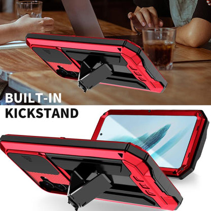 For Samsung Galaxy S25+ 5G R-JUST Sliding Camera Life Waterproof Holder Phone Case(Red) - Galaxy S25+ 5G Cases by R-JUST | Online Shopping UK | buy2fix