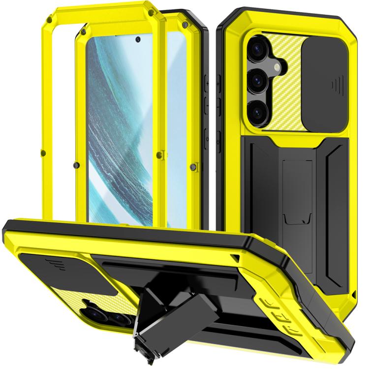 For Samsung Galaxy S25+ 5G R-JUST Sliding Camera Life Waterproof Holder Phone Case(Yellow) - Galaxy S25+ 5G Cases by R-JUST | Online Shopping UK | buy2fix