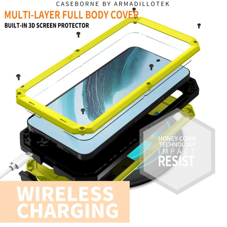For Samsung Galaxy S25+ 5G R-JUST Sliding Camera Life Waterproof Holder Phone Case(Yellow) - Galaxy S25+ 5G Cases by R-JUST | Online Shopping UK | buy2fix